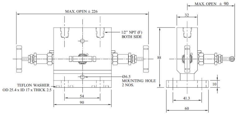 Manifold - T - 3 Way (Direct Mounting) Diagram