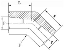 45 Elbow Female Diagram