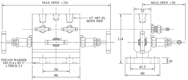 Manifold - T - 5 Way (Direct Mounting) Diagram