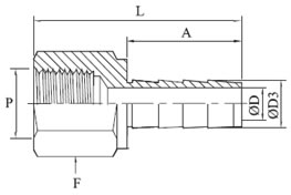 Female to Hose Connector Hose ID x NPTF Diagram