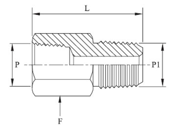 High Pressure Adaptor Male x Female Diagram