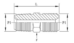 HP Hex Nipples BSPP x BSPP Diagram