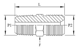 HP Hex Nipples BSPP x NPT Diagram