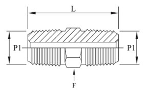 HP Hex Nipples NPT x NPT Diagram