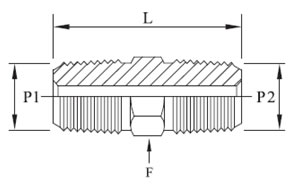 HP Hex Reducing Nipples NPT x NPT Diagram