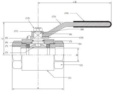 Ball Valve - 2-pc HP Diagram