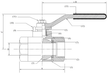 Ball Valve - 2-pc MP Diagram