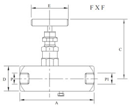 Gauge Valve Block and Bleed Female x Female diagram